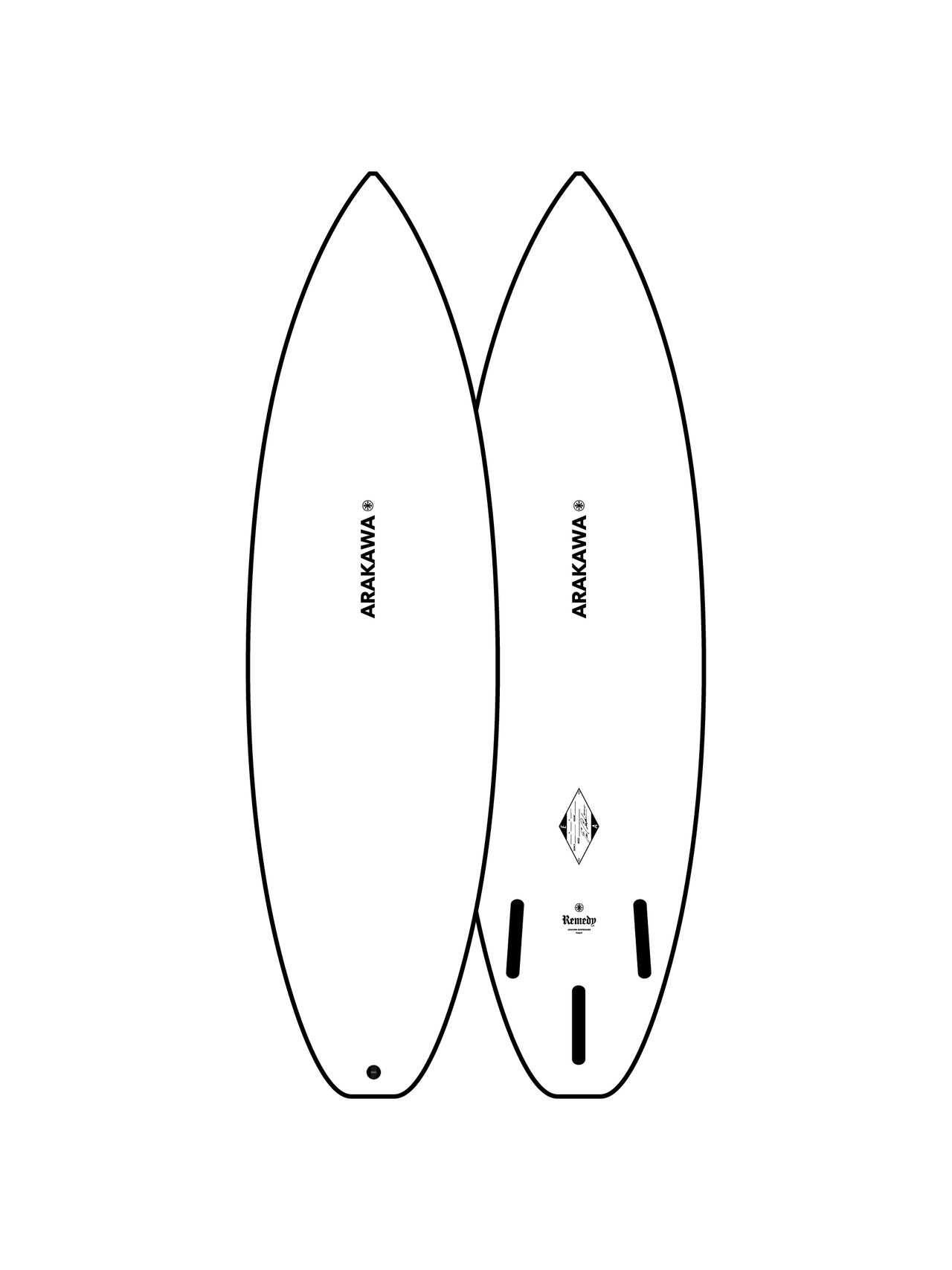 Remedy 5'7"1/2 x 18.25 X 2.25, Round, 3x  FCS 2 Fin Boxes [Good] - ID:1148418