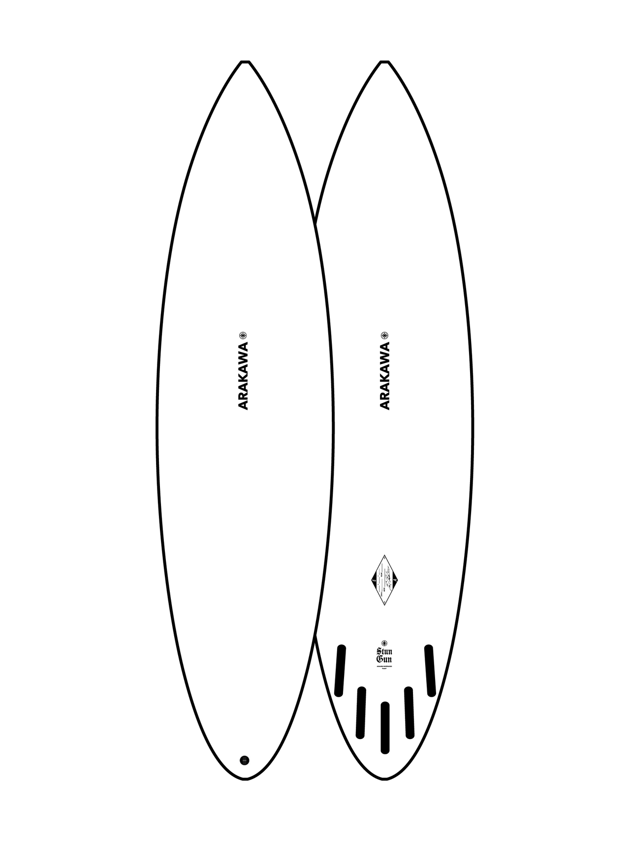 Stun Gun 5'9" x 19.13 X 2.56, Swallow, 5x  FCS 2 Fin Boxes, PU [New] - ID:745517
