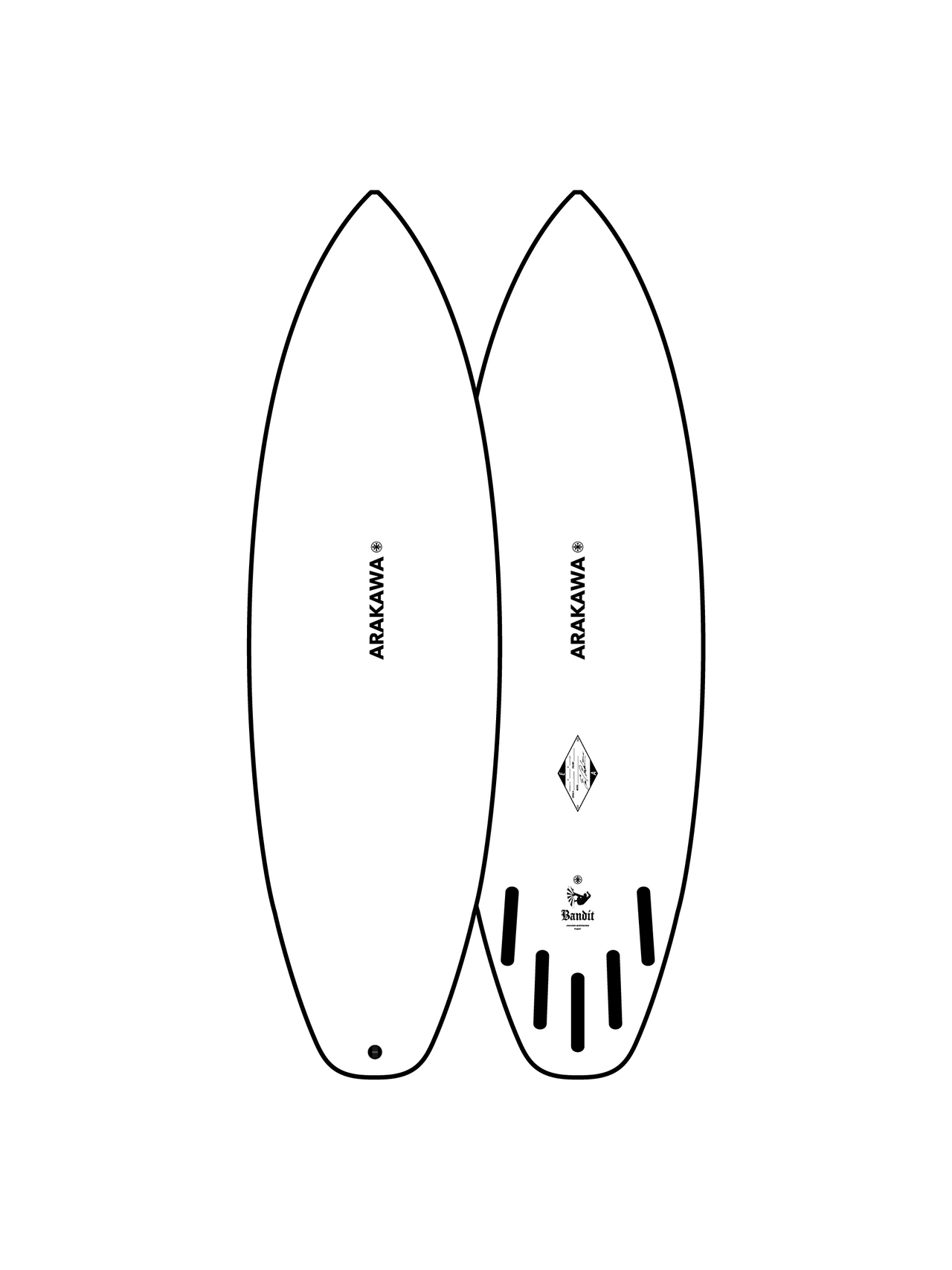 Bandit 6'0" x 20.75 X 2.75 - 35.80L, 5x  Futures Fin Boxes, PU - ID:1130549