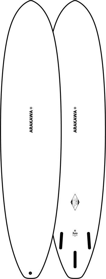 Avis 8'0" x 22.1 X 2.88 - 55.50L, Round Pin, 1x  Single + 2 Boxes Futures Fin Box, PU - ID:1149365