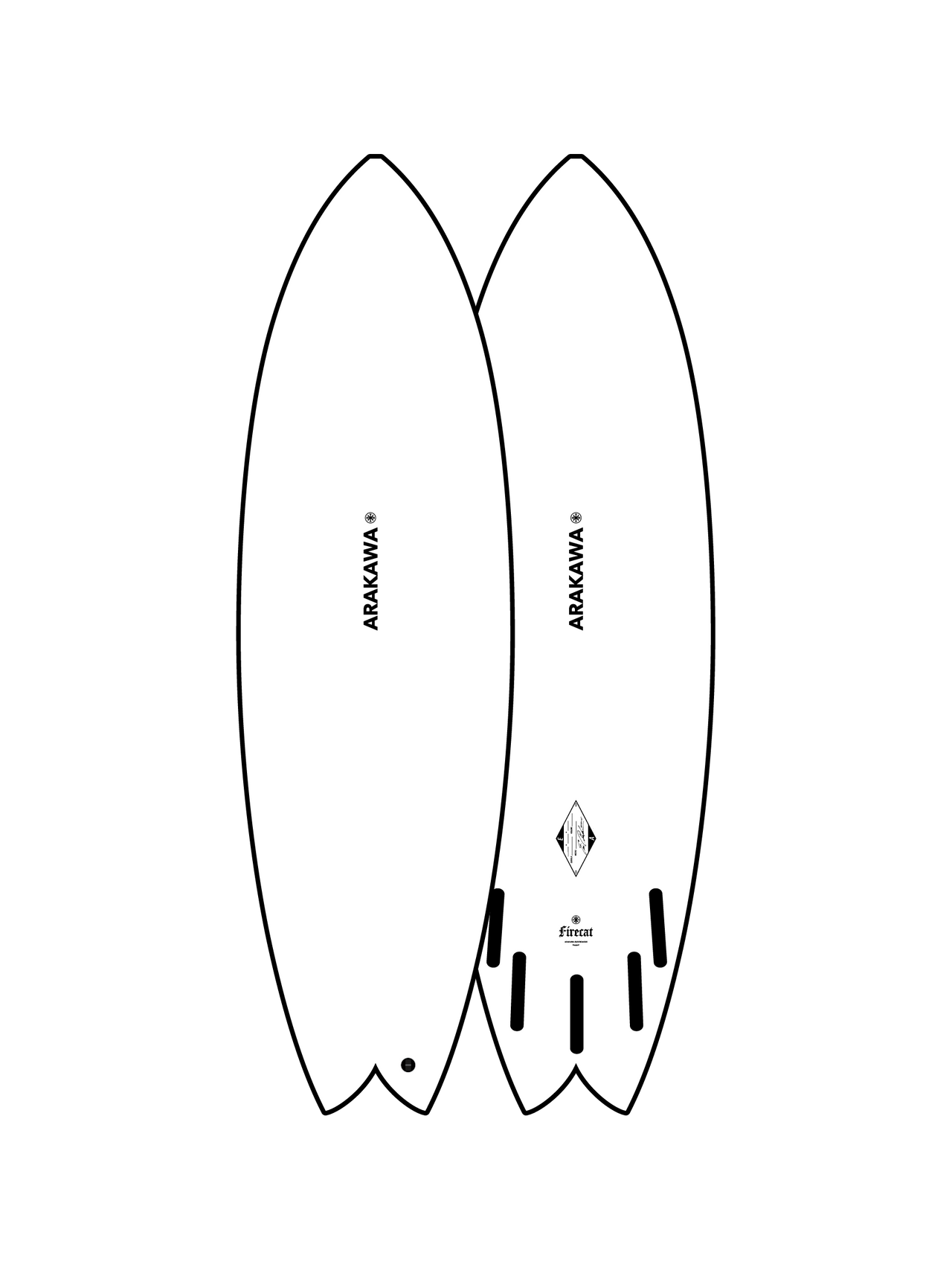 Firecat 5'10" x 20.0 X 2.5 - 31.90L, Swallow, 5x   Fin Boxes, PU - ID:1100856